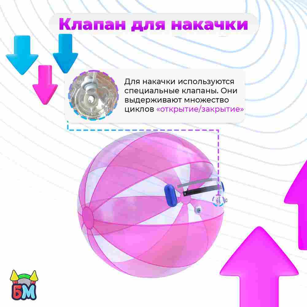 Аттракцион Водный шар ПВХ «Розовое сияние» 1.5*1.5*1.5 м