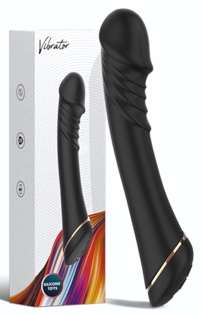 Черный вибратор для G-точки Hancock - 20,4 см (Цвет: черный)