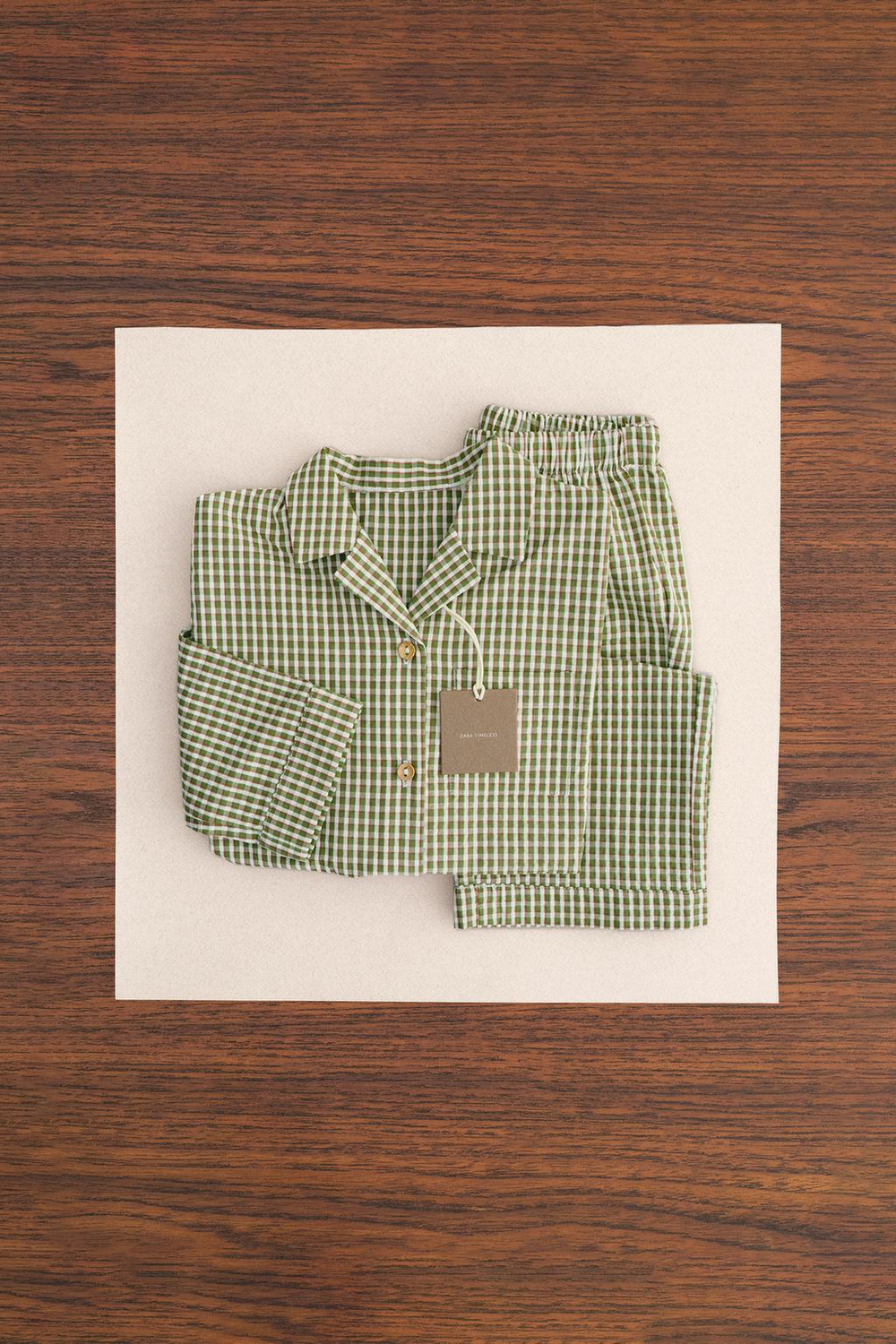ZARA TIMELESS - ПИЖАМА РУБАШЕЧНОГО ТИПА В КЛЕТКУ, ЗЕЛЕНЫЙ