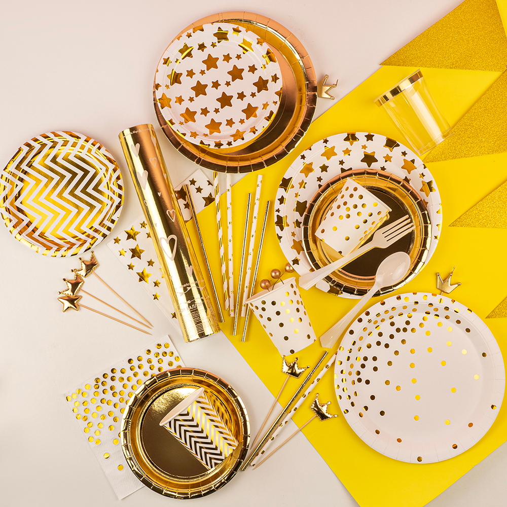 Тарелки бумажные «Зигзаги», металлик, 18 см/ 23 см, 6 шт