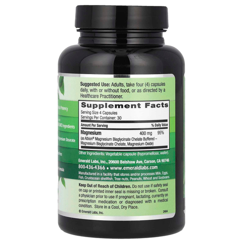 Emerald Laboratories, Магний, 120 растительных капсул (100 мг на капсулу)