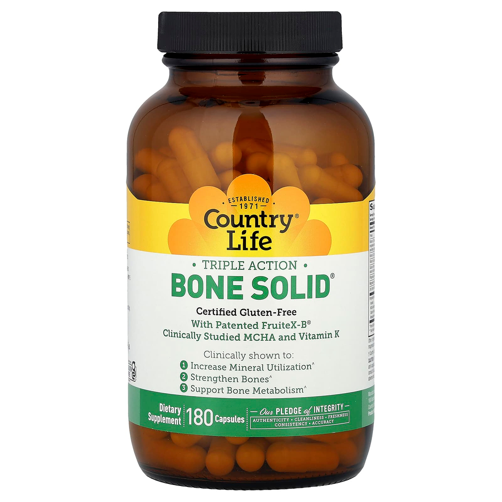 Country Life, Triple Action Bone Solid®, 180 капсул