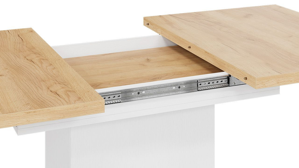 Стол кухонный обеденный раздвижной Белый/Дуб Крафт золотой 120(163)х80х75 см