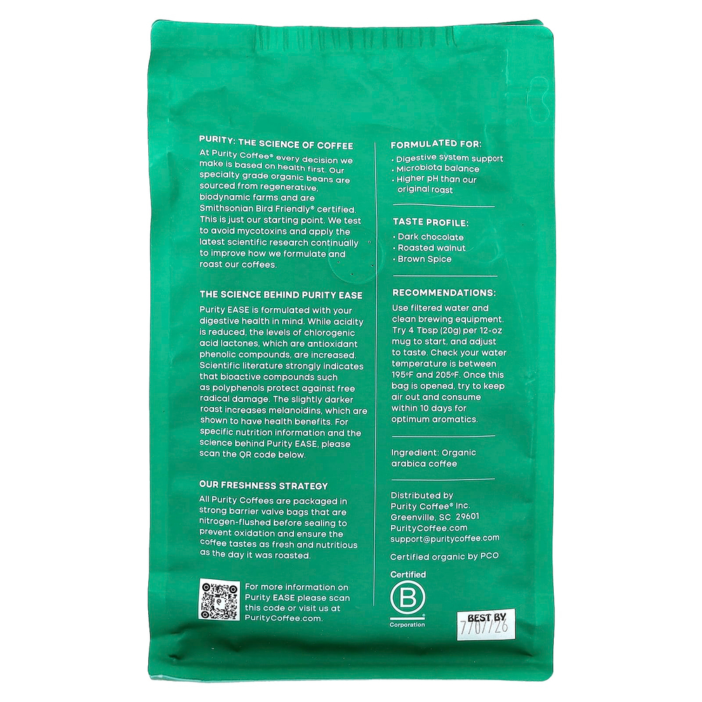 Purity Coffee, Ease, молотый, темная обжарка, 340 г (12 унций)