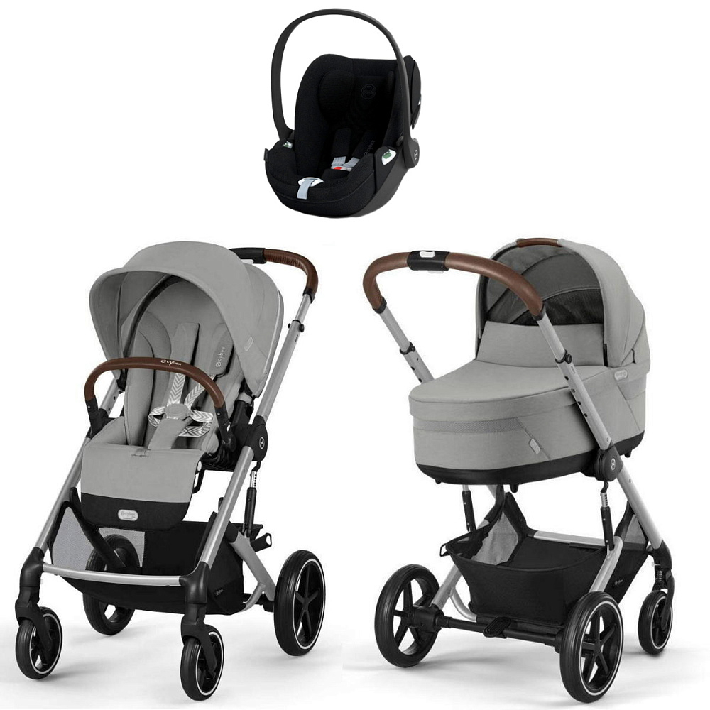 Коляска Cybex Balios S Lux SLV complete Cloud T Sepia Black Plus Base T 4 в 1 Stone Grey с дождевиками