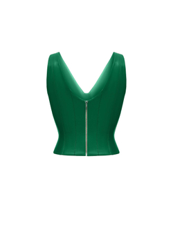 Удлиненный топ из эко-кожи с отстрочками