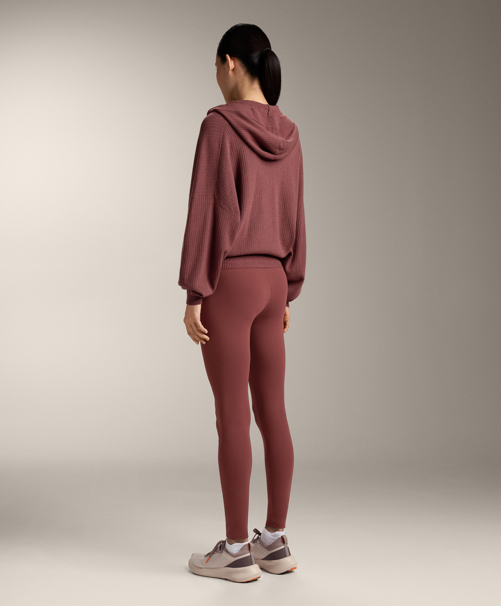 Oysho Вязаная куртка Rib с капюшоном, линялый махагон