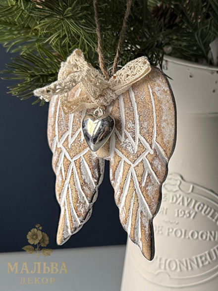 Декор подвесной "Крылья Ангела с бантиком" 9,5x2,3x12 см