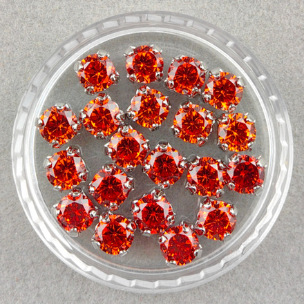 Фианиты шатоны в оправах, Orange/Rhodium