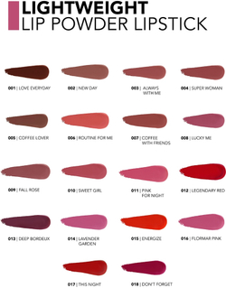 flormar Lightweight Lip Powder Lipstick - Стойкая помада с матовым эффектом, 3 g