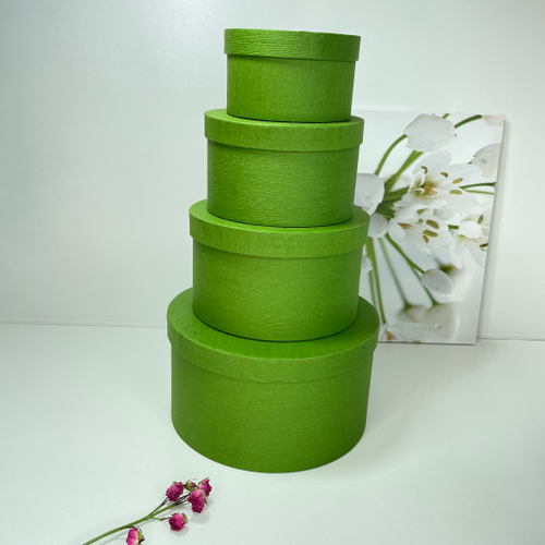 Коробки Круглые из дизайнерской бумаги Набор 4 шт. Зелёный