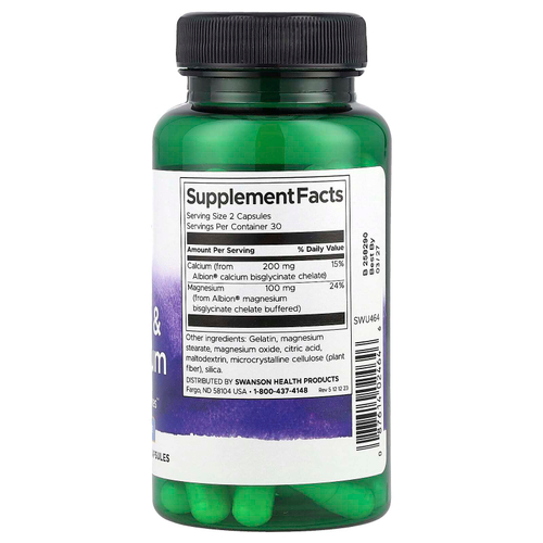 Swanson, Albion®, кальций и магний, 60 капсул