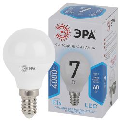 Лампа светодиодная ЭРА STD LED P45-7W-840-E14 7Вт шар нейтральный белый свет Е14