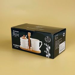 Lenardi 140-157 Набор сахарница с ложкой и молочник 300мл на подставке BAMBOO в под.уп.(х24)