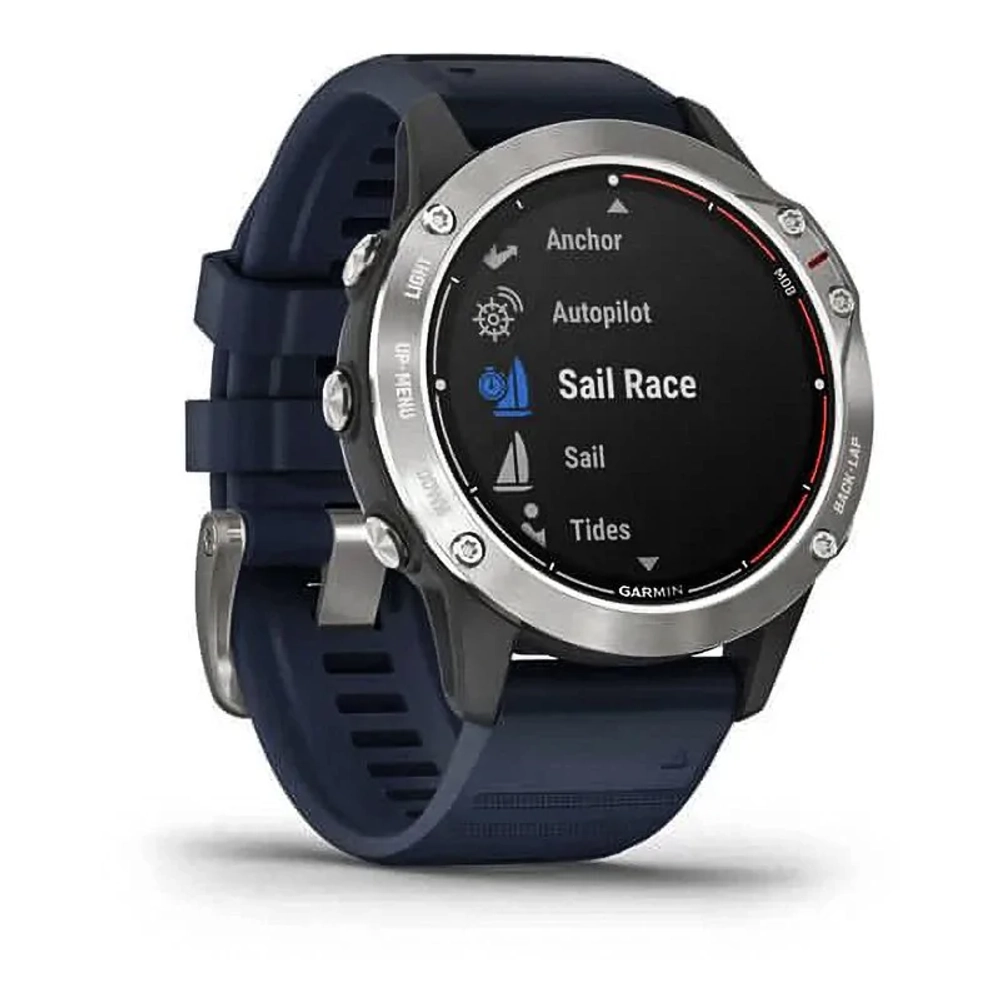 Смарт-часы Garmin Quatix 6 серые с синим ремешком 010-02158-91
