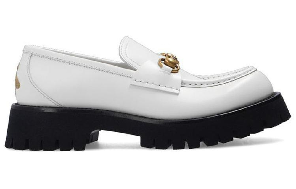 GUCCI Horsebit Leather Women"s Casual Shoes Women"s White
