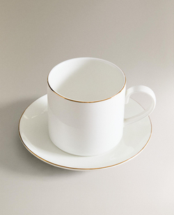 Zara Home чайная пара из костяного фарфора, цвет золотой, 12.9 см