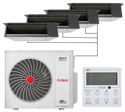 Мульти сплит-система Funai с внутренними канальными блоками на 4 комнаты (25+25+25+25) KIRIGAMI