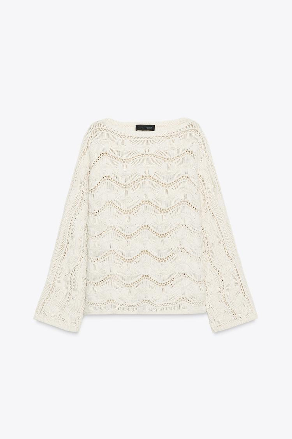 ZARA ДЖЕМПЕР АЖУРНОЙ ВЯЗКИ, ЭКРЮ