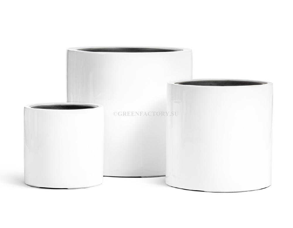 Кашпо TREEZ Effectory - серия Gloss - Цилиндр - Белый глянцевый лак