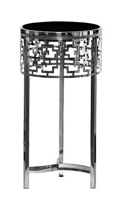 13RXFS5080L-SILVER Стол журнальный стекло черн./серебро d35*70см