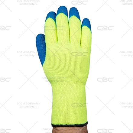Перчатки зим. с рельеф. покрыт. из натур. латекса 7 кл вязки лимон р. 10
