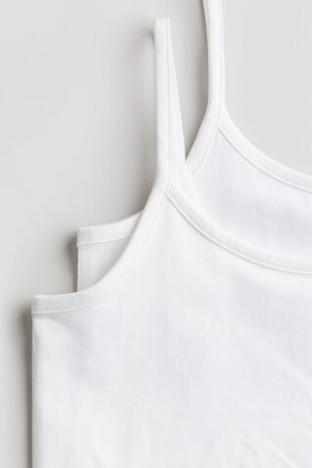 H&M Комплект из 2 топов из хлопка на бретелях, белый