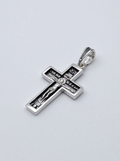 Крест из серебра/Частичное чернение/С подвижным ухом