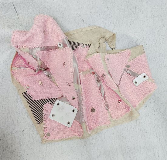 Шейный платок, бактус дизайнерский бежевый с розовым