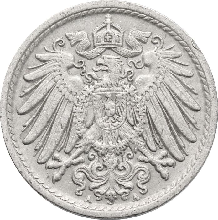 5 пфеннигов 1890-1915 Германия XF
