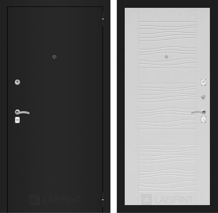 Входная металлическая дверь Лабиринт Classic (Классик) шагрень черная 06 - Белое дерево