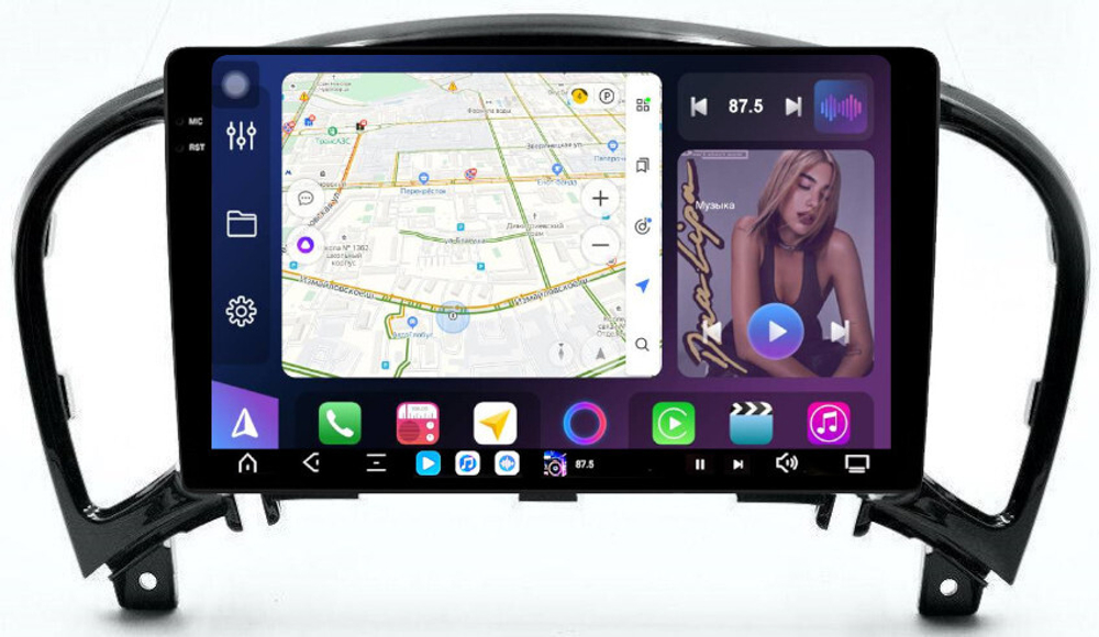 Магнитола для Nissan Juke 2011-2019 - FarCar XXL749M монитор 9.5" 2K QLED на Android 14, TS20, 8+256Гб, CarPlay, 4G SIM-слот