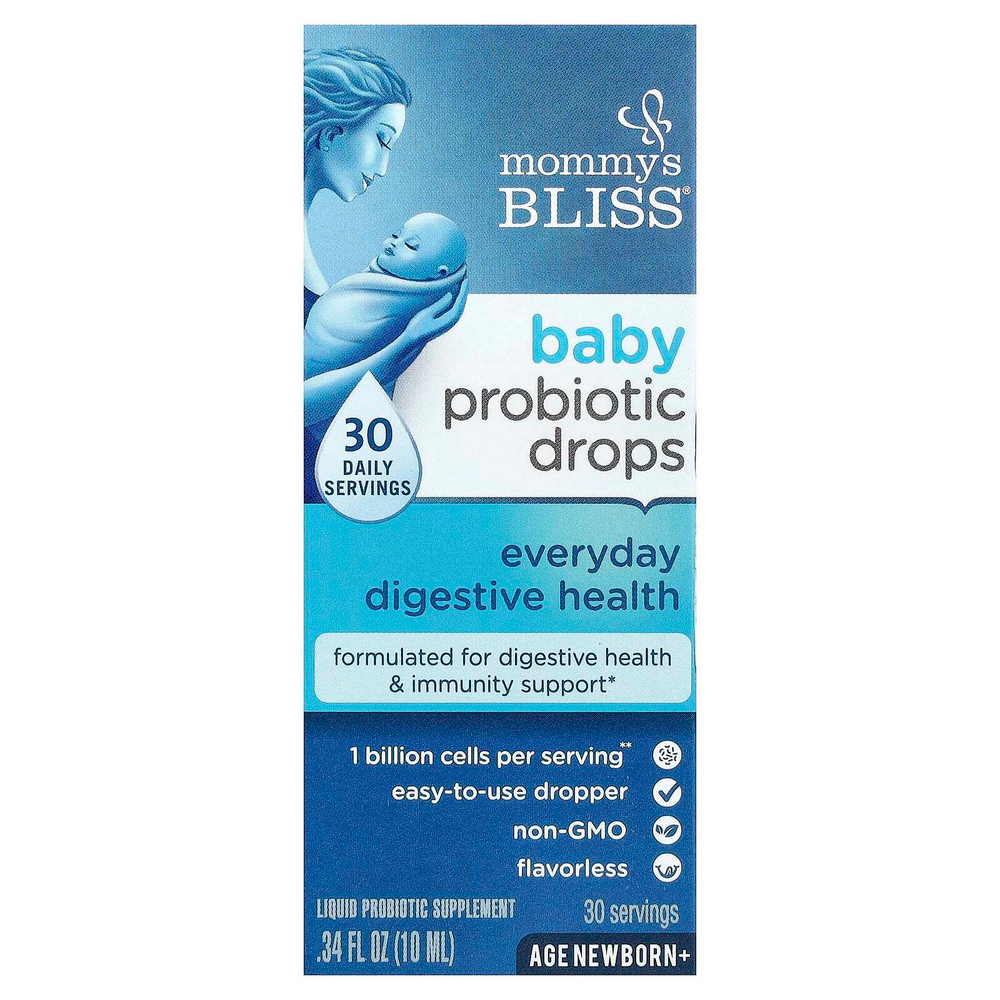 Mommy's Bliss, детские ежедневные капли с пробиотиком для улучшения пищеварения, для новорожденных и старше, 10 мл (0,34 жидк. унции)