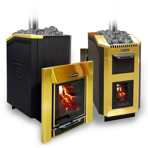 Дровяная печь для бани ЕРМАК 36 ЛЮКС GOLD (Нерж.)