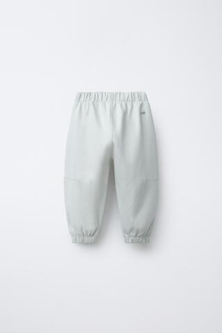 ZARA ДЖОГГЕРЫ INTERLOCK С ЛОГОТИПОМ, КАМЕННО-СЕРЫЙ