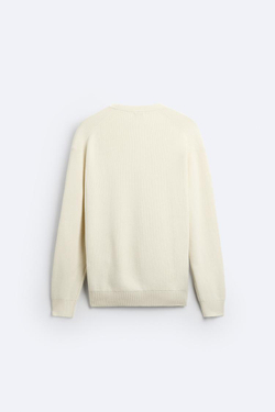 ZARA СВИТЕР ЖЕМЧУЖНОЙ ВЯЗКИ, ЭКРЮ