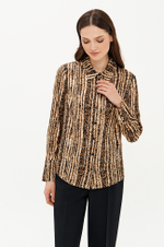 23417 Блузка женская (черно-песочный принт)