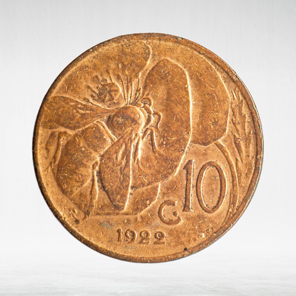 Italy 10 Centesimi 1922 R "Victor Emmanuel III", VF