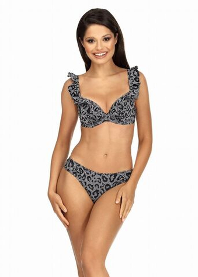 Раздельный купальник push-up с леопардовыми пятнышками (Размер: 75E/38) (Цвет: черный с белым)