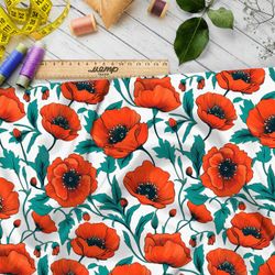 Ткань премиум атлас маковая фантазия