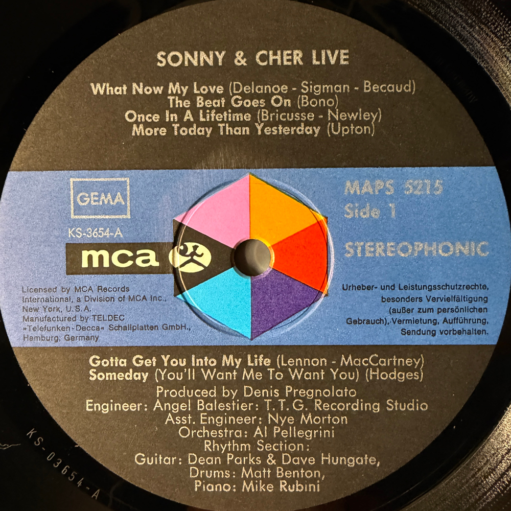 Sonny & Cher ‎– Sonny & Cher Live (Германия 1971г.) Т