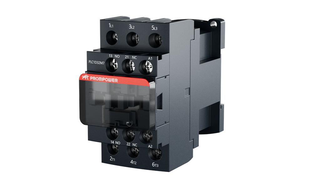 Контактор Prompower PLC1D32M7 серии Pulse, ток 32А, 3 полюса, доп контакт 1НО+1НЗ, катушка 230AC