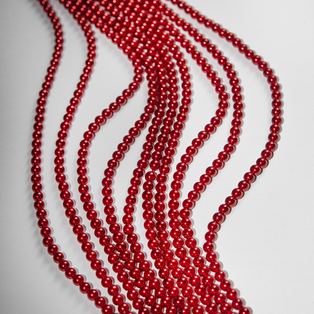 Хрустальный жемчуг, оттенок "Красный", шар 4,1мм, улучшенное покрытие