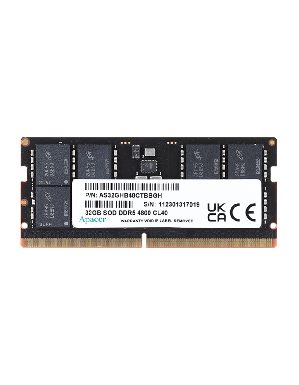 Apacer DDR5 32GB 4800MHz SO-DIMM (PC5-38400) CL40 1.1V (Retail) 2048*8 3 years (AS32GHB48CTBBGH/FS.32G2A.PTH)