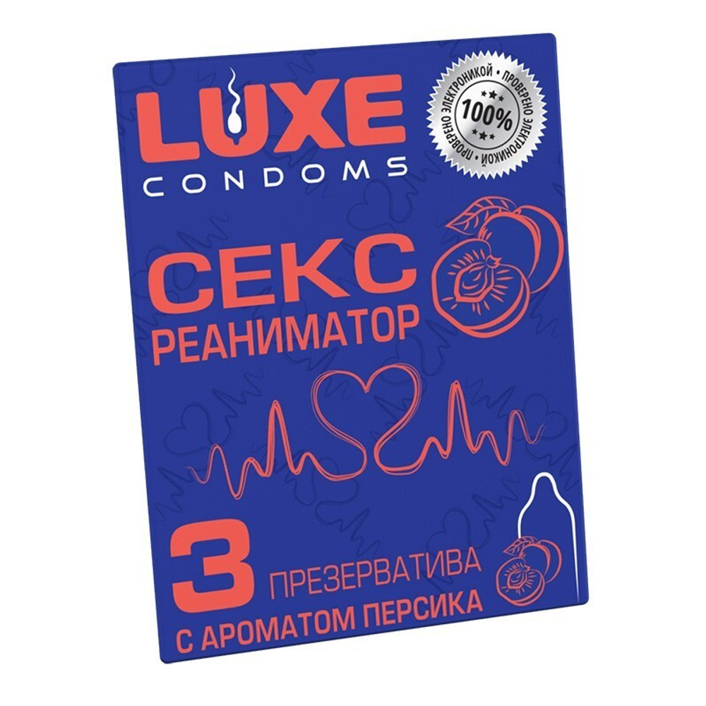 ПРЕЗЕРВАТИВЫ LUXE СЕКСРЕАНИМАТОР (ПЕРСИК), ребристый, 3 штуки