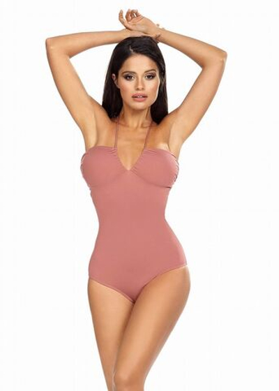 Соблазнительный слитный купальник с завязками вокруг шеи (Размер: 75/38) (Цвет: пудровый)