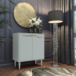 Комод Арт Колор matte Классик Голд с 2 полками Серый дым матовый