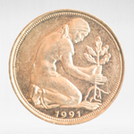 Germany, 50 Pfennigs, 1991, (Munich Mint - "D"), VF