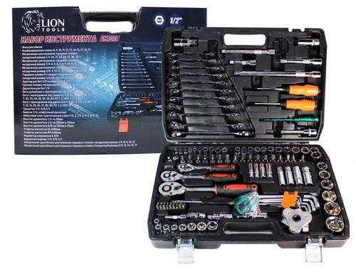 Набор инструментов (121 предм.) 6 гр. 1/4, 3/8, 1/2 DR, 1/2 (LION)
