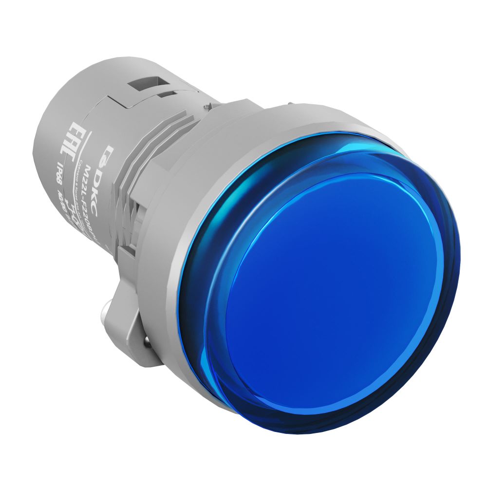 Сигнальный индикатор со встроенным диодом 220В, синий, зажим Push-In